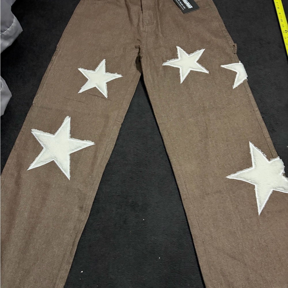 Brown Pants with White Star Patches